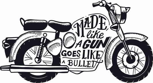 Vintage Motorcycle Typography Wall Decal | 'Made Like a Gun' Quote Art (Copy) Marif Creation
