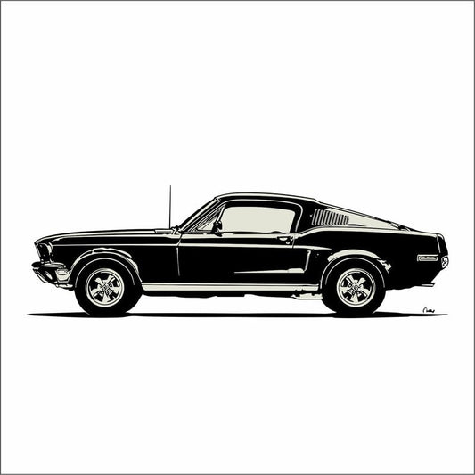 Iconic 1967-68 Ford Mustang Fastback Wall Decal | Classic Muscle Car Art Marif Creation