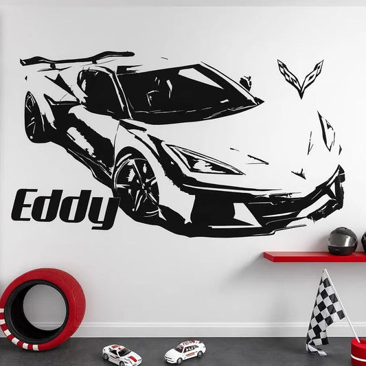 Customizable Corvette C8 Sports Car Wall Decal | Personalized Racing Art Marif Creation