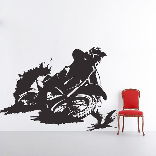 Dynamic Motocross Dirt Bike Rider Wall Decal | Extreme Sports Vinyl Art