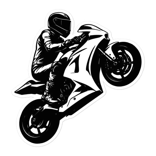 Dynamic Motorcycle Wheelie Wall Decal | Sportbike Rider Art Marif Creation
