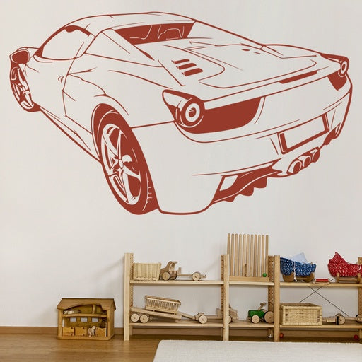 Luxury Sports Car Outline Vinyl Wall Decal | Ferrari-Style Automotive Art Marif Creation