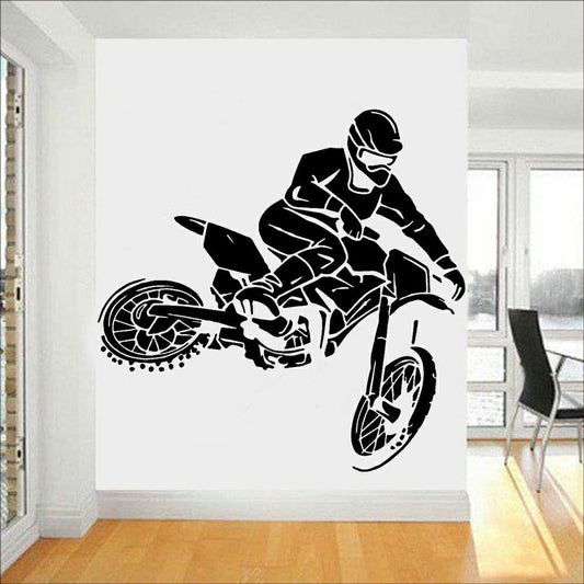 Dynamic Motocross Dirt Bike Rider Air Jump Wall Decal | Extreme Sports Vinyl Art (Copy) Marif Creation