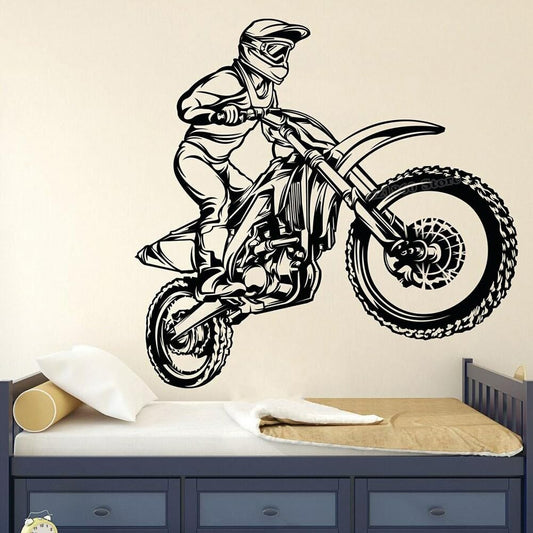 Dynamic Motocross Rider Jumping Wall Decal | Dirt Bike Extreme Sports Art (Copy) Marif Creation