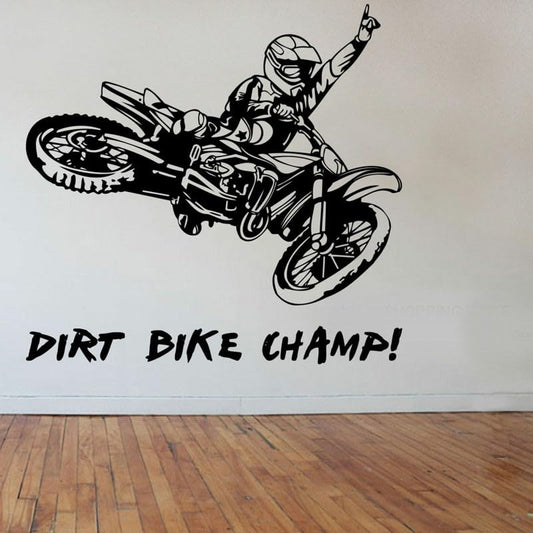 Dirt Bike Champ! Motocross Rider Victory Wall Decal | Extreme Sports Vinyl Art (Copy) Marif Creation