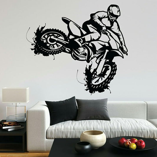 Dynamic Motocross Rider Wall Decal | Dirt Bike Extreme Action Vinyl Art (Copy) Marif Creation