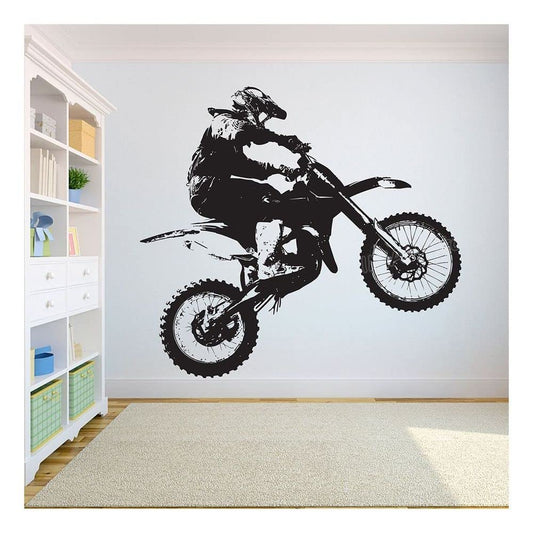 High-Flying Motocross Dirt Bike Rider Wall Decal | Extreme Jump Vinyl Art