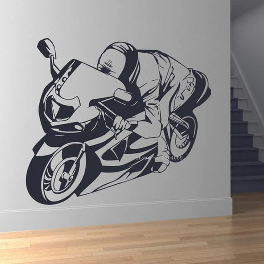 Dynamic Sport Bike Racer Wall Decal | Motorcycle Rider Racing Vinyl Art (Copy) Marif Creation