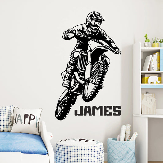 Personalized Motocross Rider Wall Decal with Custom Name | Extreme Sports Decor Marif Creation