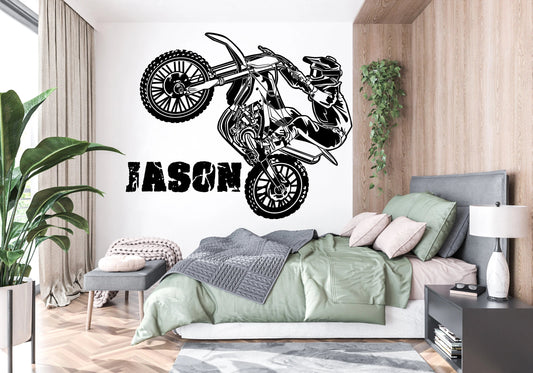 Personalized Motocross Rider Wall Decal | Custom Name Dirt Bike Vinyl Art (Copy) Marif Creation