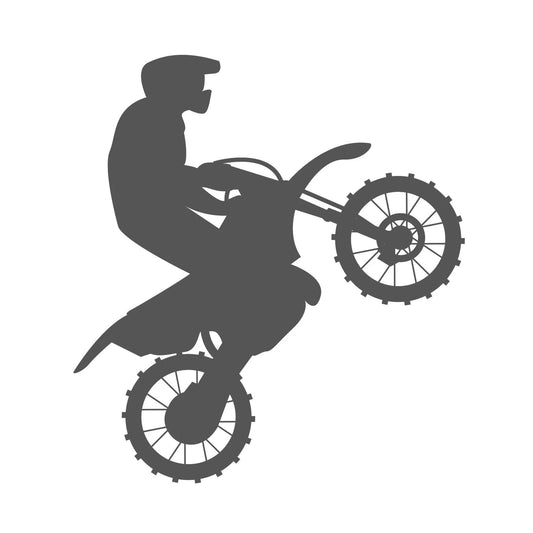 Motocross Rider Wheelie Stunt Wall Decal | Dynamic Dirt Bike Vinyl Art Marif Creation