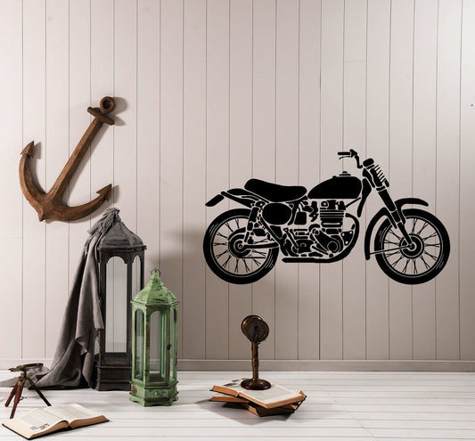 Classic Retro Motorcycle Vinyl Wall Decal | Vintage Bike Art Marif Creation