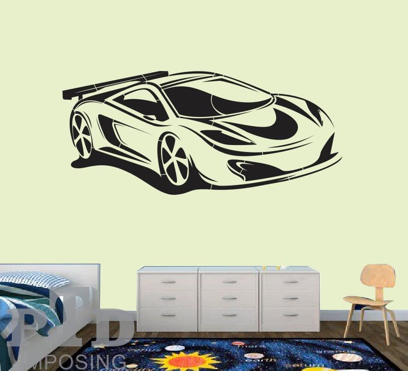 Dynamic Supercar Silhouette Wall Decal | Modern Luxury Sports Car Vinyl Art Marif Creation