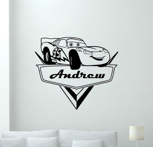 Personalized Lightning McQueen Wall Decal | Custom Name 'Andrew' Cars Movie Art for Kids Room Marif Creation