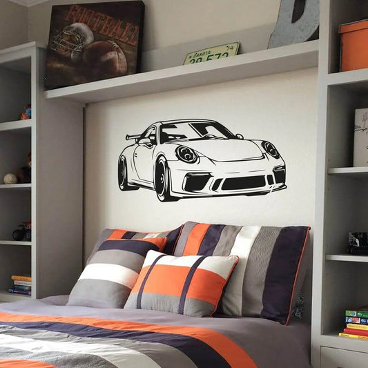 Sleek Sports Car Silhouette Wall Decal | Modern Automotive Vinyl Art Marif Creation