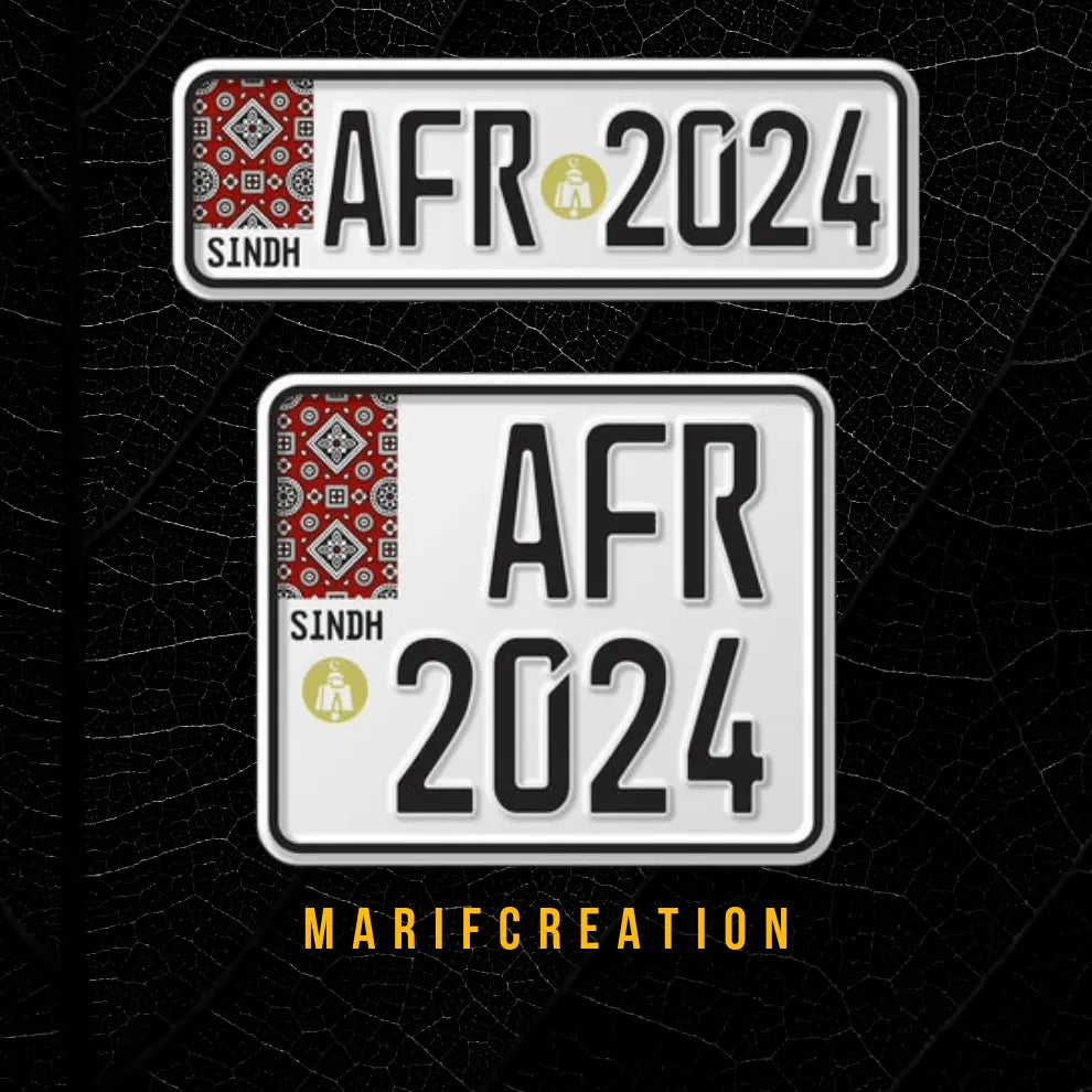 Sindh Ajrak Style Replica Upper side Embossed Number Plates (Bike) My Store