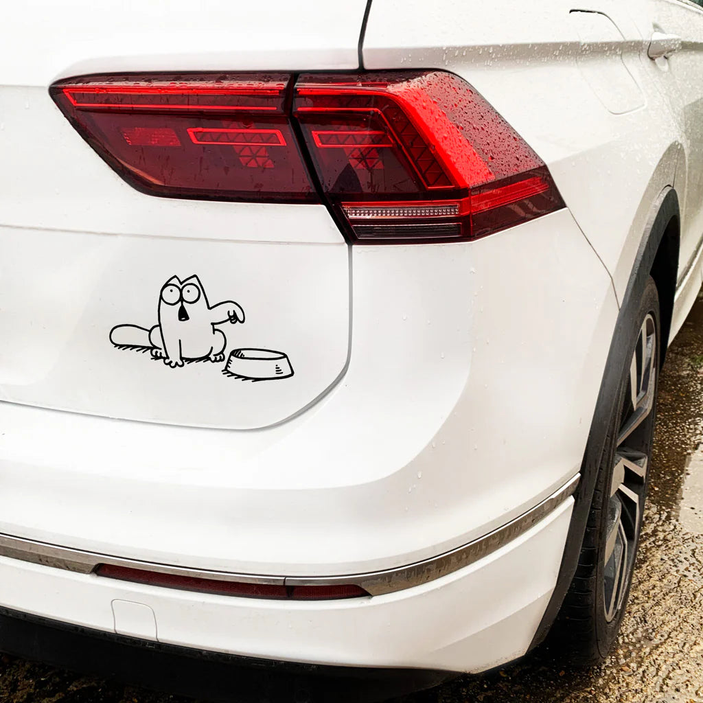 Simon’s Cat “Feed Me” Car Sticker – Funny Vinyl Decal with Bowl Marif Creations
