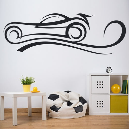 Dynamic Abstract Racing Car Vinyl Wall Decal | Modern Automotive Art Sticker Marif Creation