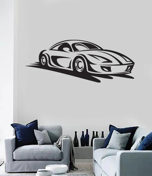 Sleek Sports Car Silhouette Wall Decal | Modern Automotive Vinyl Art Marif Creation