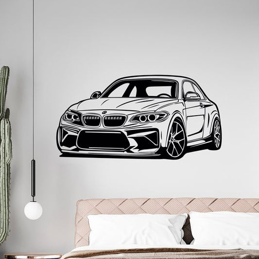 Dynamic BMW M2 Coupe Outline Wall Decal | High-Performance Sports Car Art Marif Creation