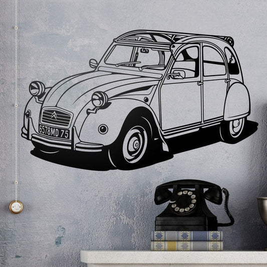 Vintage Citroën 2CV Outline Wall Decal | Classic French Car Art Marif Creation