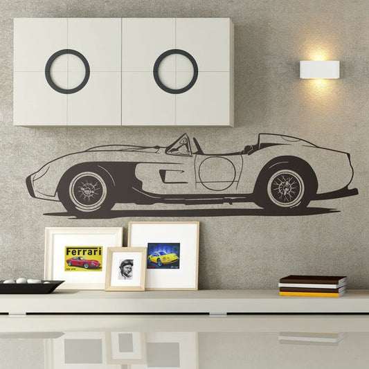 Classic Vintage Sports Car Silhouette Wall Decal | Roadster Art Marif Creation