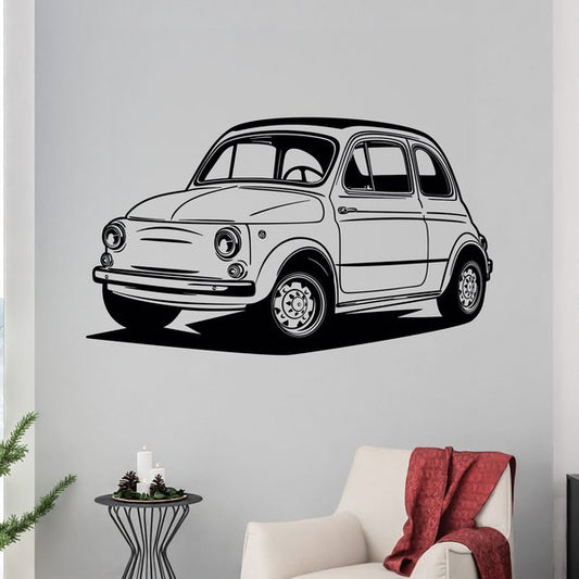 Iconic Vintage Car Wall Decal | Classic Fiat 500 Style Art Marif Creation