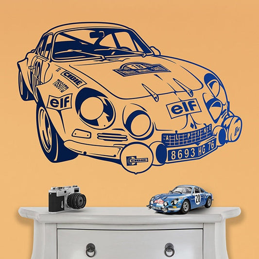 Vintage Alpine A110 Rally Car Wall Decal | Classic Motorsport Art Marif Creation