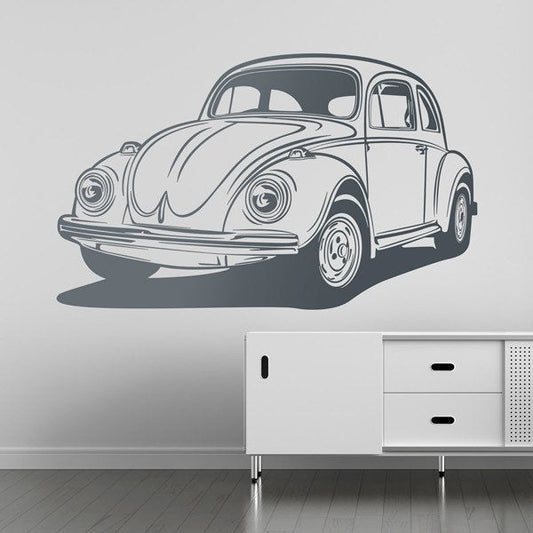 Classic Volkswagen Beetle Car Wall Decal | Retro Automotive Vinyl Art Marif Creation