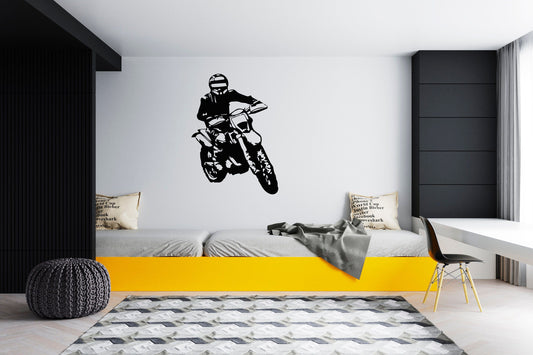 Dirt Bike Rider Silhouette Wall Decal | Adventure Sports Decor Marif Creation