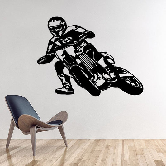 Dynamic Motocross Rider Vinyl Wall Decal | Extreme Sports Room Decor Marif Creation