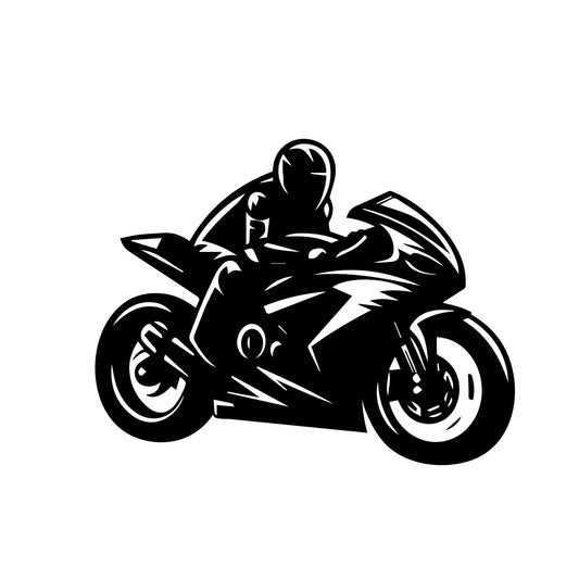 Dynamic Motorcycle Rider Silhouette Wall Decal | Sportbike Vinyl Art Marif Creation