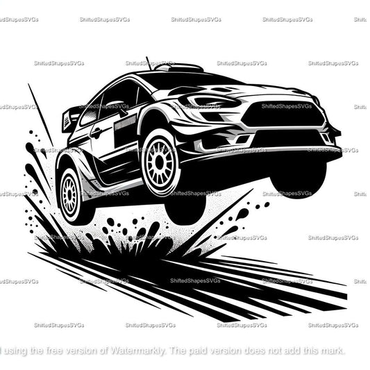 Dynamic Rally Car Jump Vinyl Wall Decal | Racing Sports Enthusiast Art Marif Creation