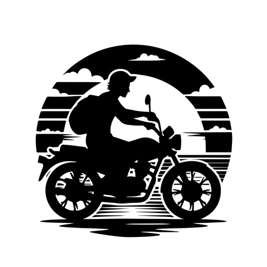 Motorcycle Rider Silhouette Wall Decal | Adventure & Freedom Vinyl Art Marif Creation