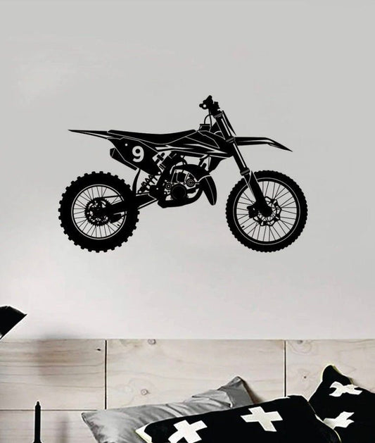 Motocross Dirt Bike #9 Silhouette Wall Decal | Extreme Sports Room Decor Marif Creation