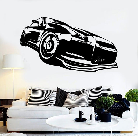 Sleek Sports Car Outline Vinyl Wall Decal | Modern Automotive Art Marif Creation