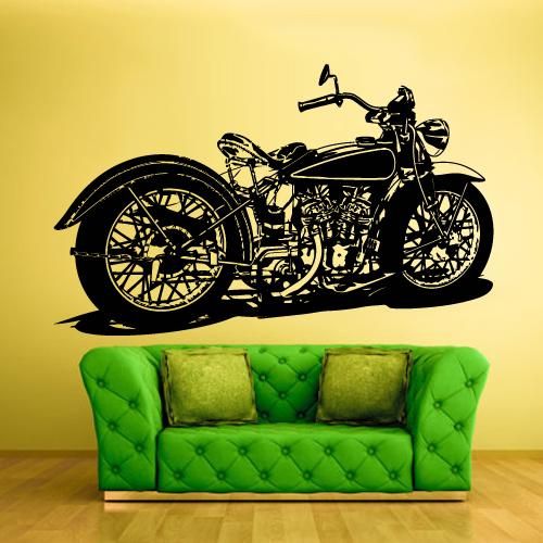 Vintage Classic Motorcycle Wall Decal | Retro Biker Vinyl Art Marif Creation