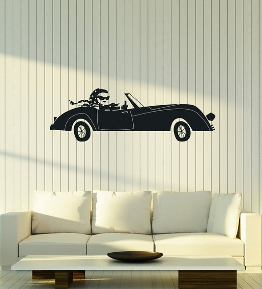 Vintage Convertible Car Silhouette Wall Decal | Retro Chic Home Decor Marif Creation