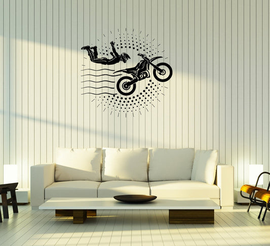 Motocross Rider Dirt Bike Stunt Vinyl Wall Decal | Extreme Sports Wall Art Marif Creation
