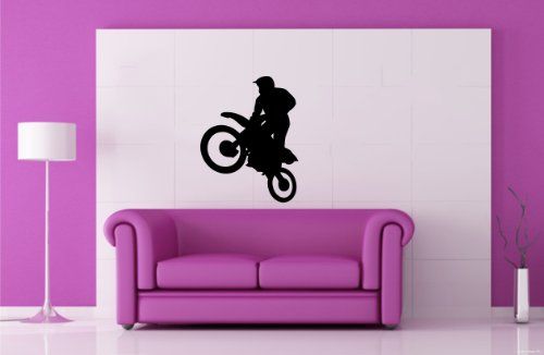 Dynamic Motorcycle Wheelie Rider Vinyl Wall Decal | Action Sports Art Marif Creation