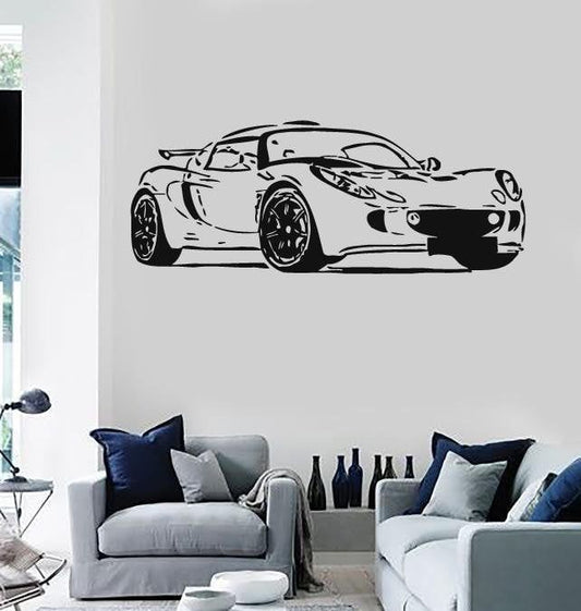 Dynamic Sports Car Outline Vinyl Wall Decal | Modern Automotive Art Marif Creation