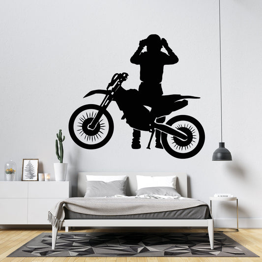 Dynamic Dirt Bike Rider Silhouette Wall Decal | Motocross Vinyl Art Marif Creation