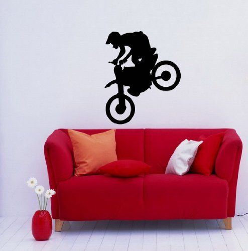 Dynamic Motocross Rider Silhouette Wall Decal | Extreme Sports Vinyl Art Marif Creation