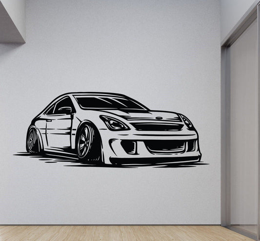 Sleek JDM Sports Car Silhouette Wall Decal | Automotive Enthusiast Vinyl Art Marif Creation
