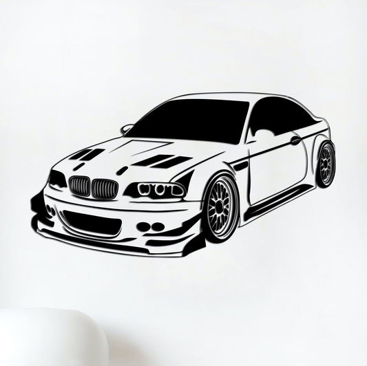 Dynamic BMW E46 M3 Style Sports Car Vinyl Wall Decal | Automotive Enthusiast Art Marif Creation