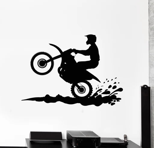 Dynamic Motocross Dirt Bike Rider Wall Decal | Extreme Sports Vinyl Art Marif Creation