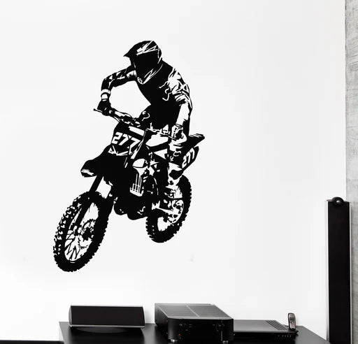 Dynamic Motocross Rider Jump Wall Decal | Extreme Sports Vinyl Art Marif Creation