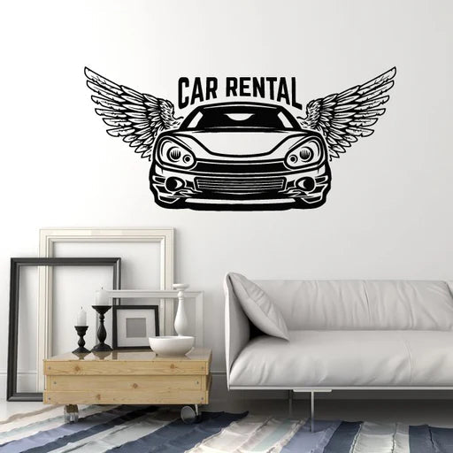 Vintage Convertible Car & Driver Wall Decal | Retro Style Home Decor Marif Creation