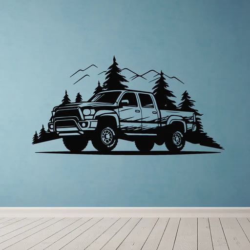 Off-Road 4x4 Pickup Truck & Forest Wall Decal | Adventure Nature Vinyl Art Marif Creation
