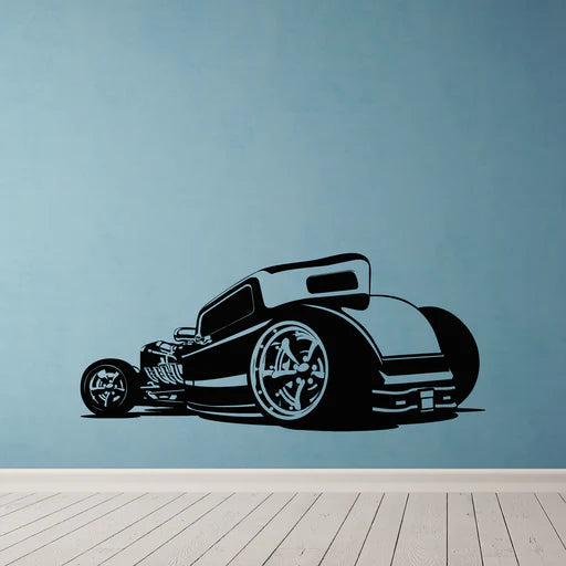 Vintage Hot Rod Custom Car Silhouette Wall Decal | Classic Automobile Art Marif Creation